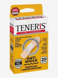Лейкопластырь бактерицидный, Teneris (Тенерис) р. 76ммх19мм 20 шт Антишок на полимерной основе с ионами серебра