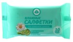 Салфетки влажные для интимной гигиены, Планета Здоровья 10 шт с экстрактом ромашки и алоэ вера